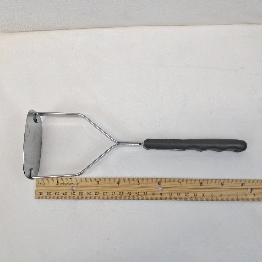 BI Cor Stainless Steel Potato Masher USA Made Black Handle Solid Blade